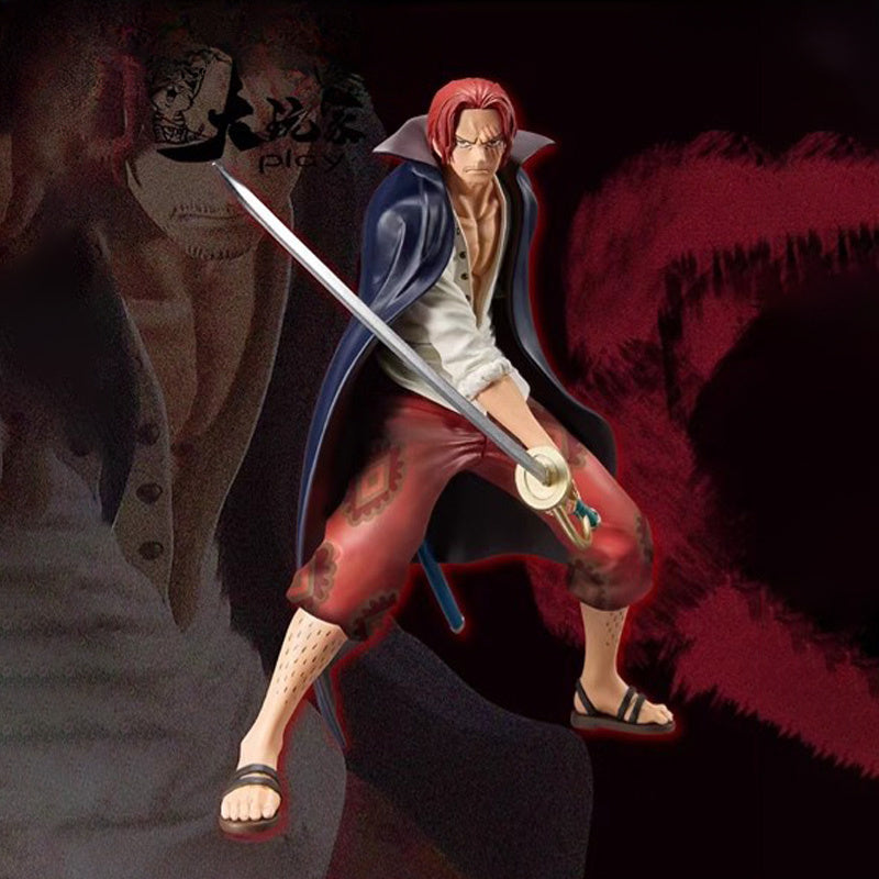 Warrior's Statue, Bandai One Piece Zoro Red-Haired Anime Figure - Collectible PVC Desk Decor, Perfect Birthday Gift for Fans