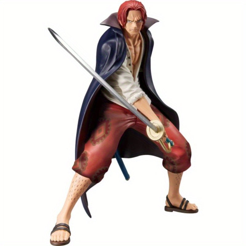Warrior's Statue, Bandai One Piece Zoro Red-Haired Anime Figure - Collectible PVC Desk Decor, Perfect Birthday Gift for Fans