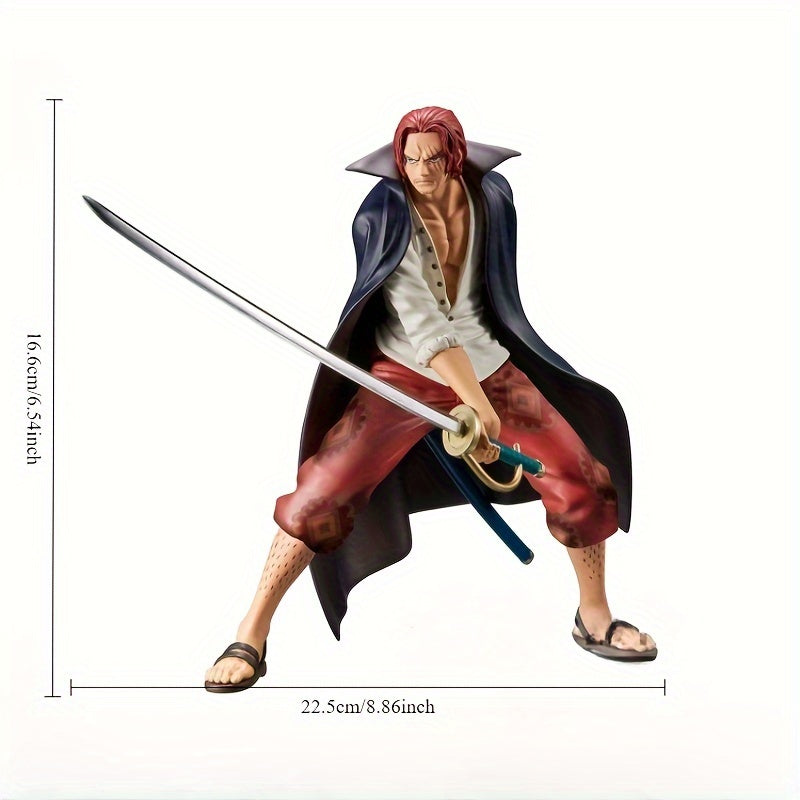 Warrior's Statue, Bandai One Piece Zoro Red-Haired Anime Figure - Collectible PVC Desk Decor, Perfect Birthday Gift for Fans