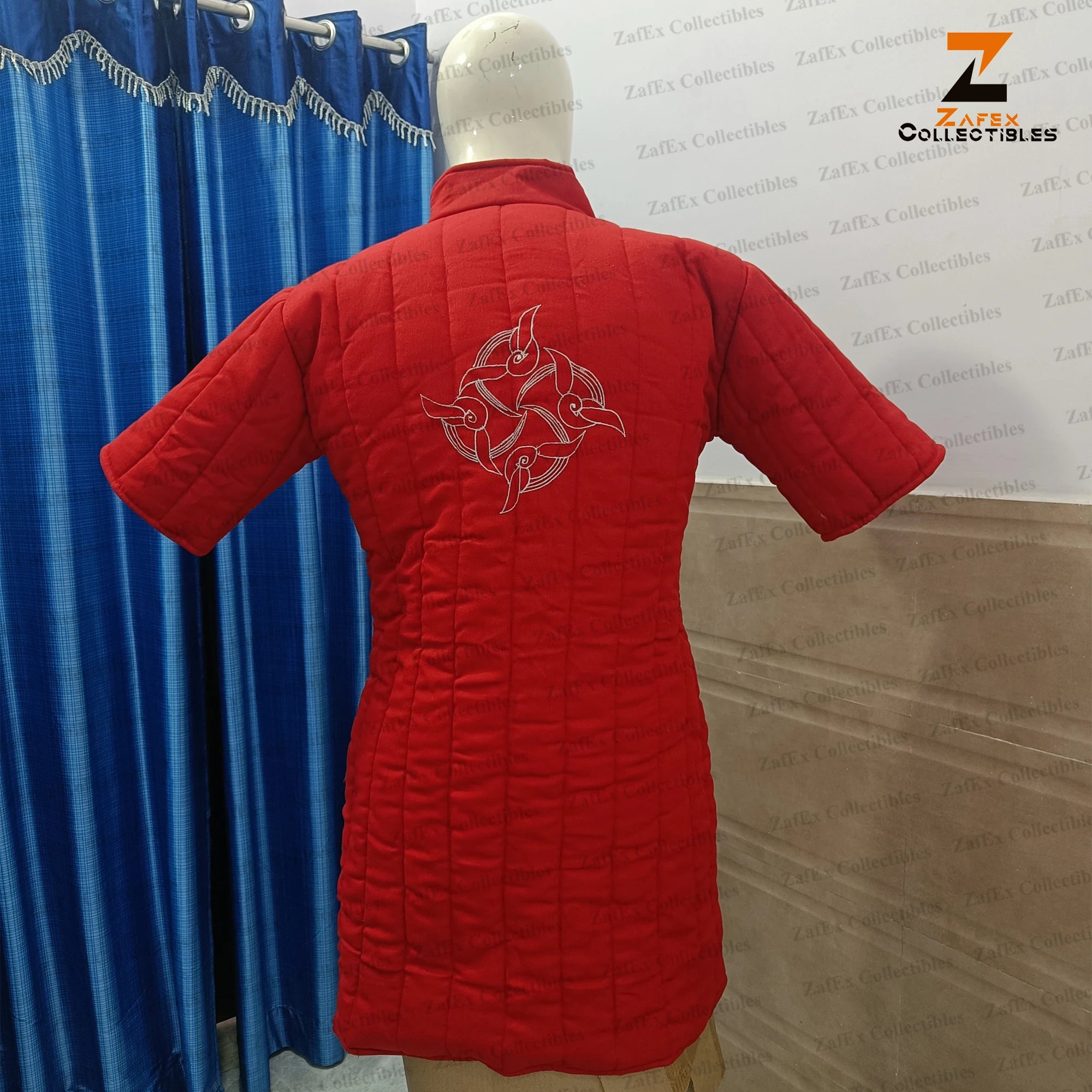 Medieval Red Gambeson Coat Half Sleeve Thick Padded Jacket for Cosplay Reenactment Costume Durable Cotton Aketon Knight Outfit