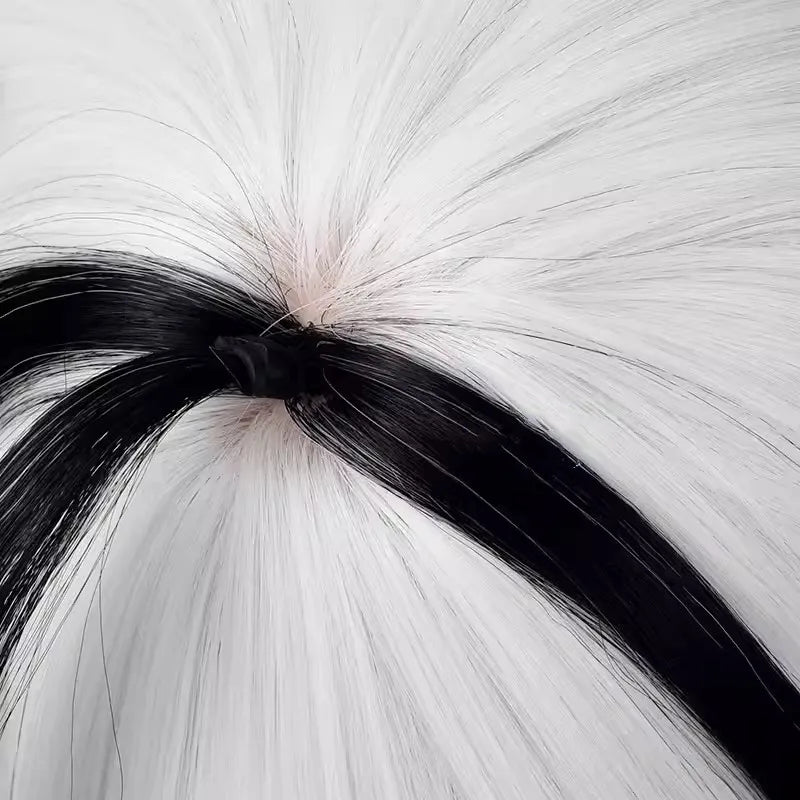 Wholesale Wuthering Waves Game 35cm Short Silver Black Mixed Camellya Chun Wig Synthetic Anime Cosplay Wig With Two Ponytails