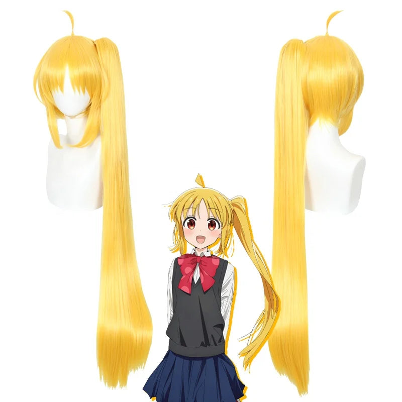 Wholesale 100cm Long Golden Bocchi The Rock Ijichi Nijika Wig Cosplay Synthetic Anime Cosplay Costume Wig With One Ponytail