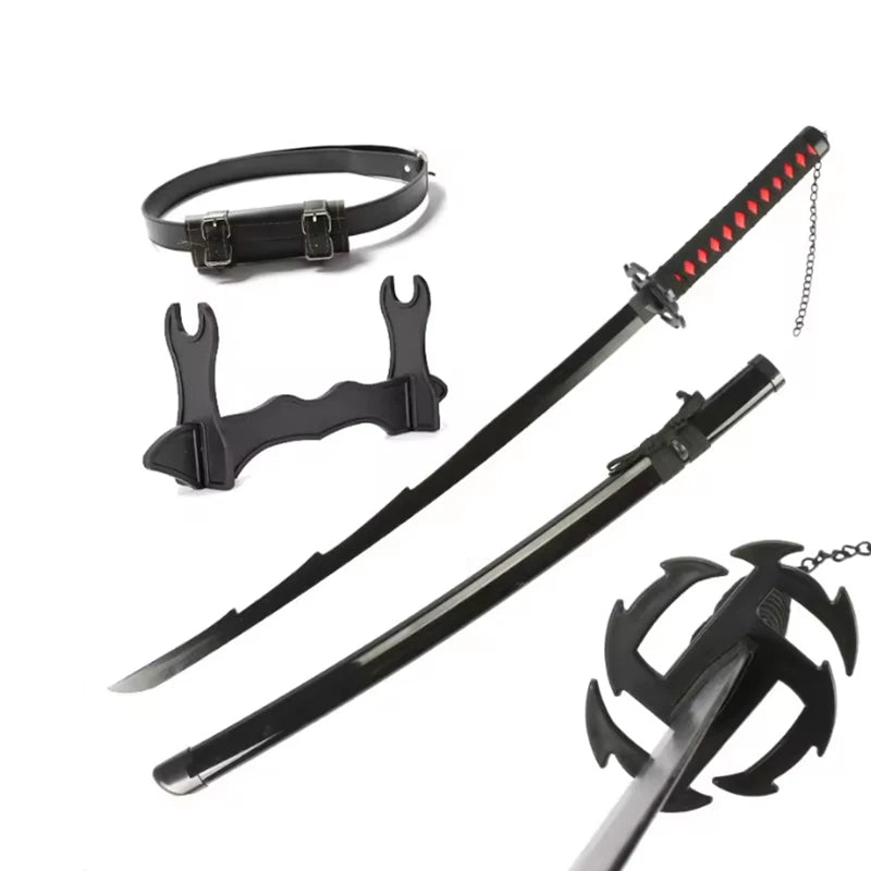 BLEACH Zanpakutou 41in Kurosaki Ichigo New Moon Tensa Zangetsu Anime COS Weapon Wooden Sword Comes with Belt and Blade Holder