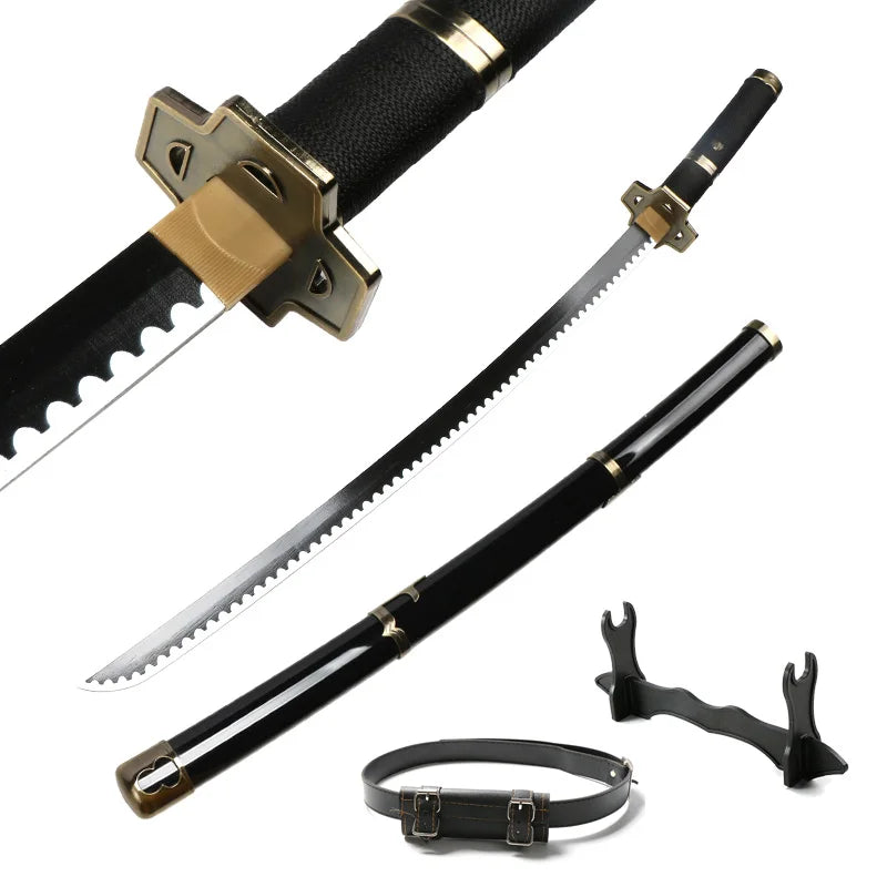 US Warehouse Stock Anime Swords  Wood Bamboo Katana Not Sharp Equipped with Sword Holder and Belt