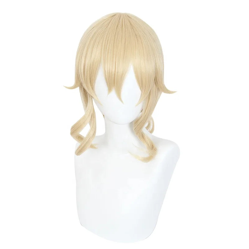 Wholesale Genshin Impact Wig Cosplay 45cm Medium Long Curly Light Blonde Jean Hair Wig Synthetic Anime Cosplay Peluca