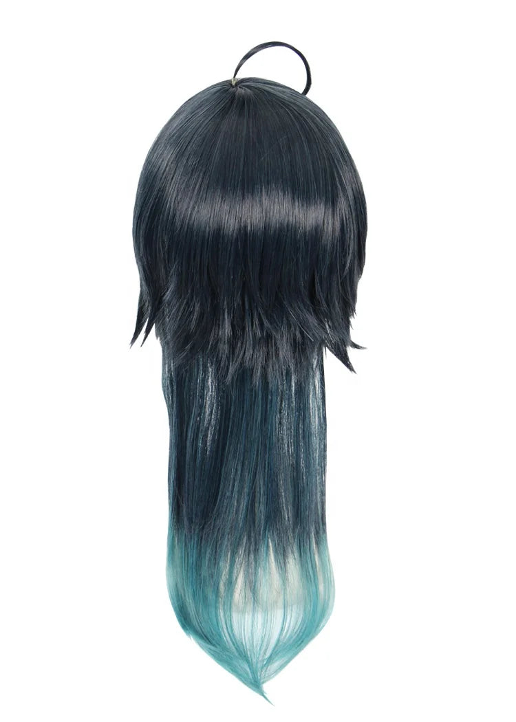 High Quality 50cm Long Straight Dark Blue&Green Twisted Wonderland Malleus Wig Synthetic Anime Cosplay Wigs