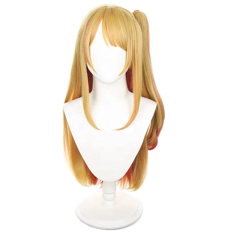 Wholesale 75cm Long Blonde Pink Mixed Oshi No Ko Hoshino Rubii Wig Synthetic Anime Cosplay Costume Wig With One Ponytail