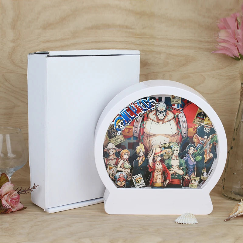 Cartoon Anime Light Box 3D Paper Carving Lamp Round Frame Anime Character LED Night Light Birthday Christmas Gift Item for Kids