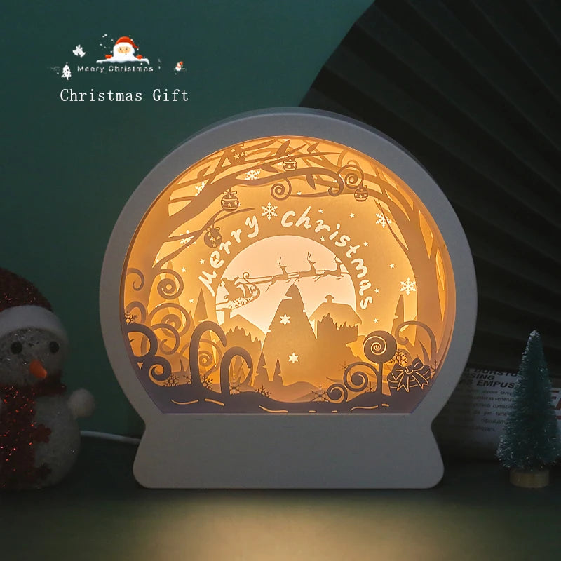Cartoon Anime Light Box 3D Paper Carving Lamp Round Frame Anime Character LED Night Light Birthday Christmas Gift Item for Kids