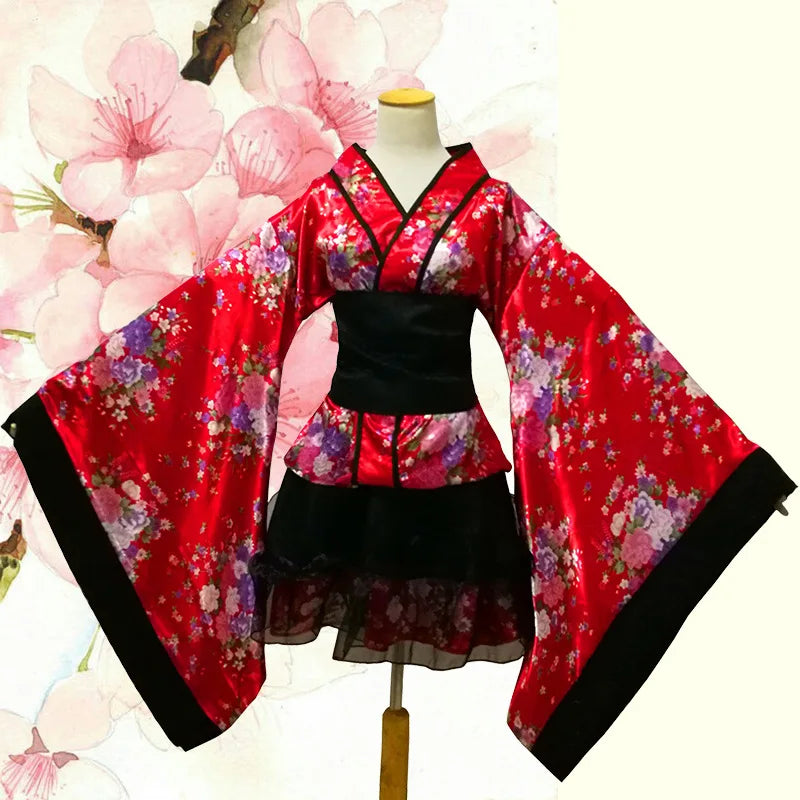 Sexy Kimono Japanese Style Girls Robe Lolita Maid Dress for Women Party Dance JP Anime Cosplay Costumes