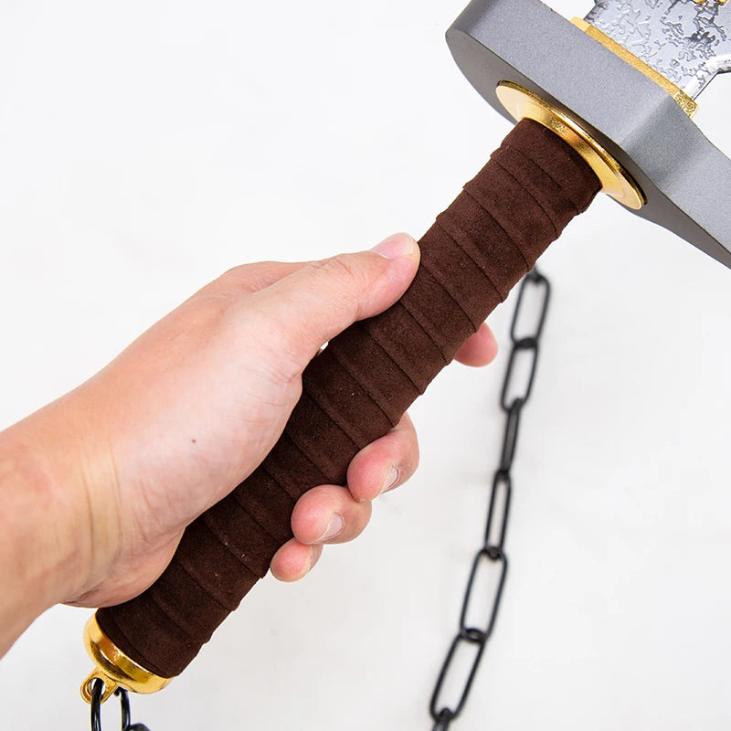 Fantasy Cursed Tool Replica Sword with Stand, Weathered Metal Blade, 14+