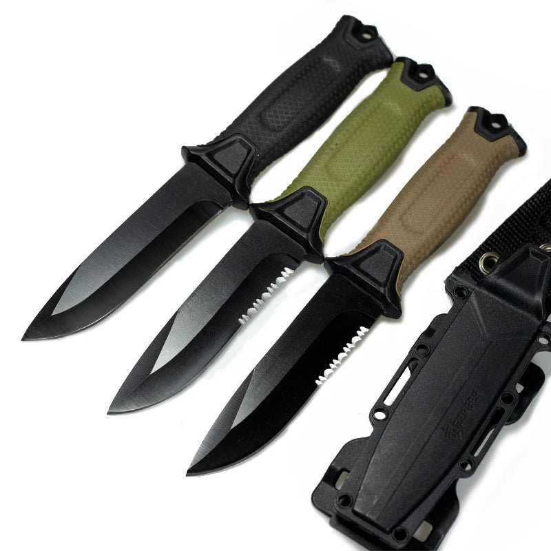 Portable Multifunctional Black Folding Knife with Stainless Steel and Rubber Handle for Outdoor Camping Custom OEM Support