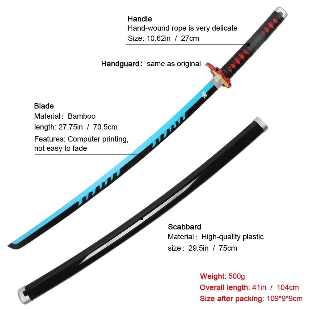 Promotion Katana Real Anime Sword Samurai Demon Slayer Fire God Tanjiro Cosplay Swords