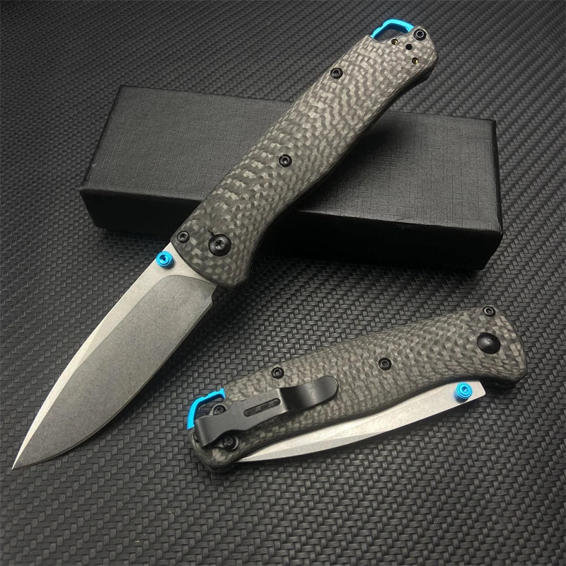 BM535 533-3 Mini Carbon Fiber Folding Knife S90V Black Damascus Steel Blade Outdoor Camping & Hunting Pocket Tactical EDC Tool