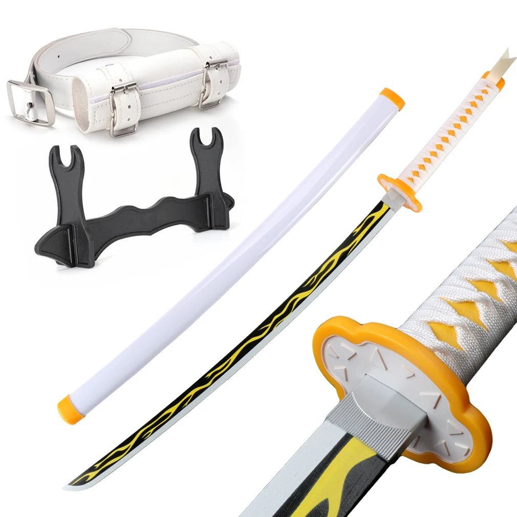 US Warehouse Stock Anime Swords  Wood Bamboo Katana Not Sharp Equipped with Sword Holder and Belt