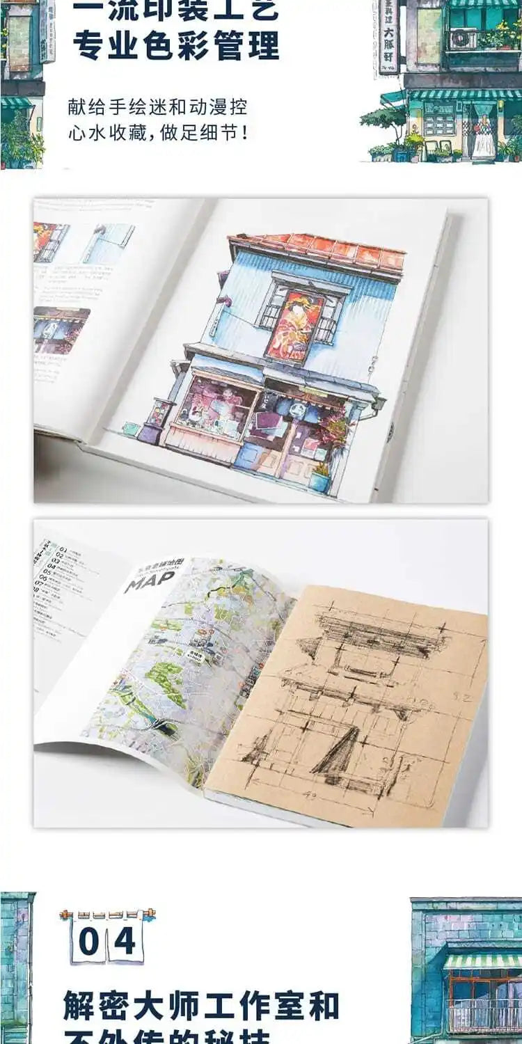 Famous Japanese Illustrators Collection Work Tokyo Old Store Night Travel Watercolor Landscape Skills Books
