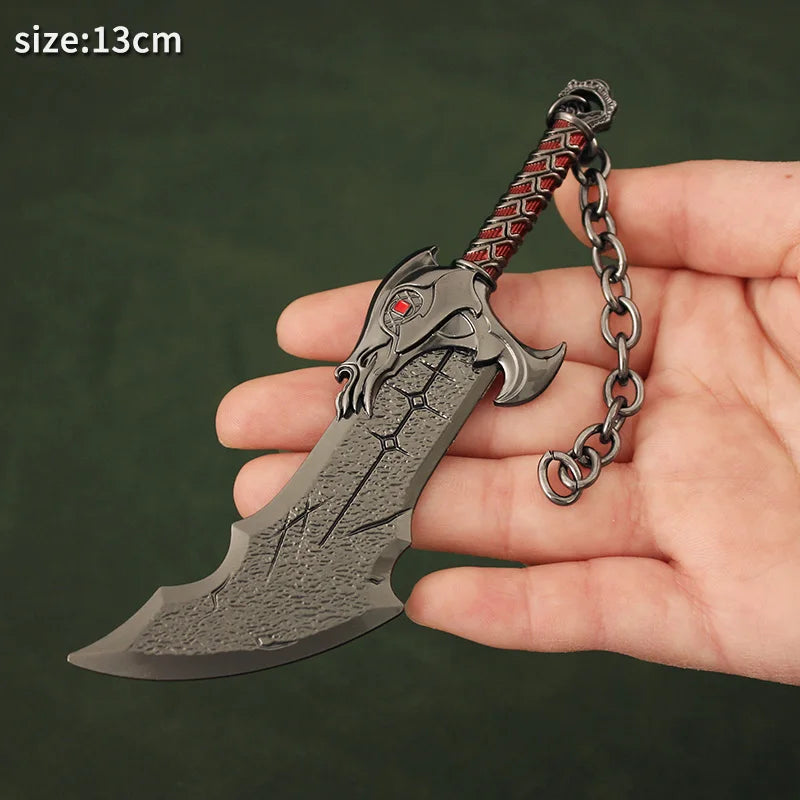 Blades Chaos Keychain Miniature God of War Kratos Leviathan Axe Fashionable Zinc Alloy Metal Swords