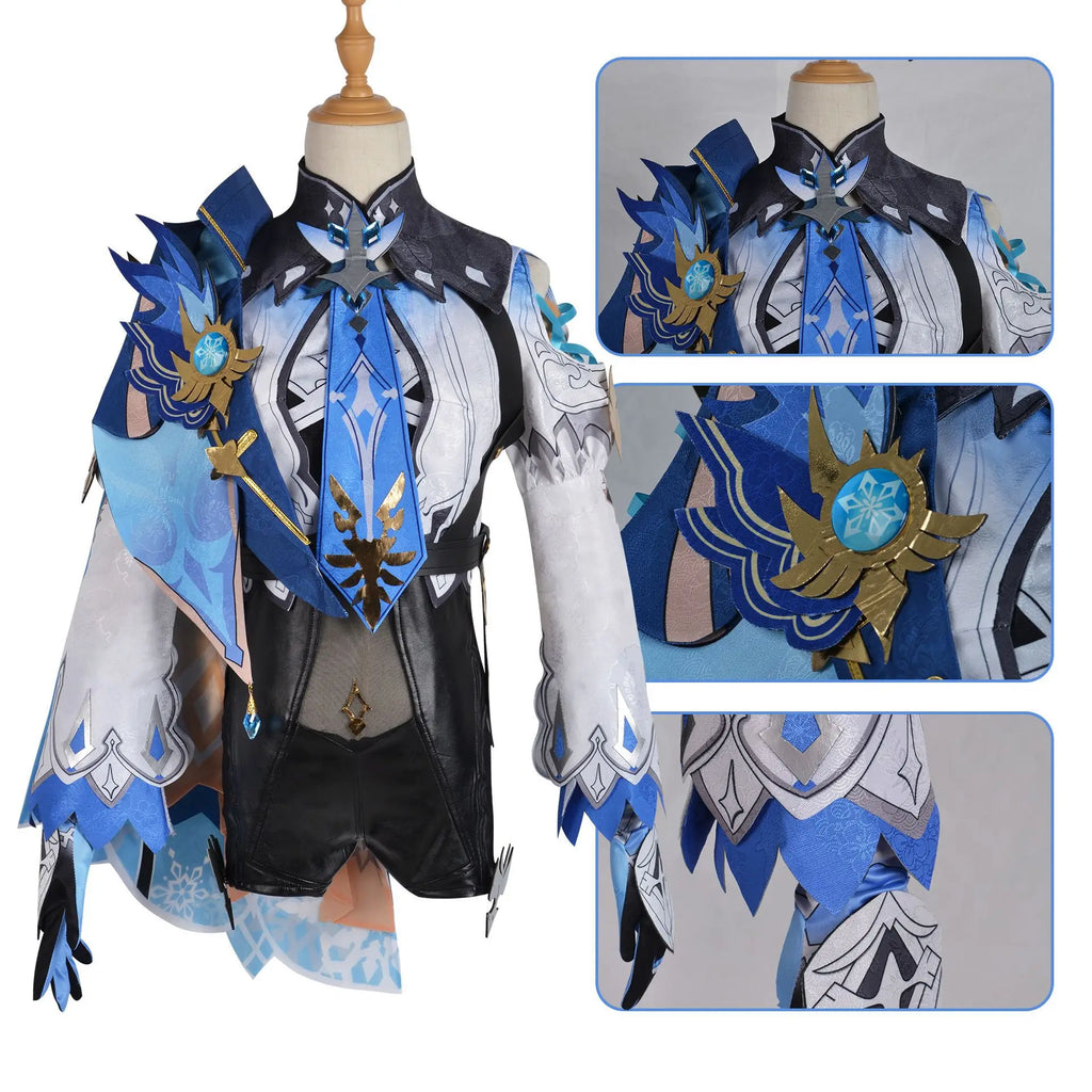 Game Genshin Impact Eula Cosplay Costume Suit Eula Outfit Include Dress Eula Jumpsuit Eye of God Wig for Anime Cosplay Comic Con