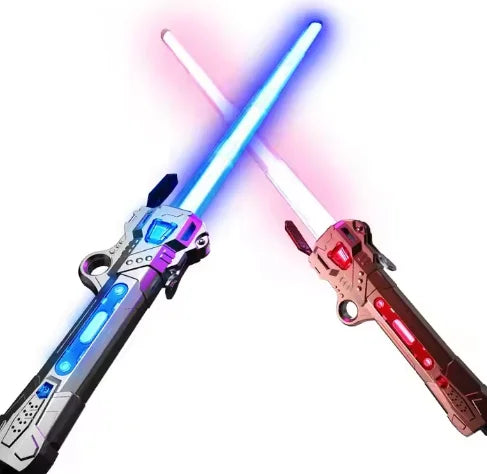 Unisex Children's Simulation Laser Sword Retractable Plastic LED Flashing Knife Planet Toys with Sound for Boys Gift