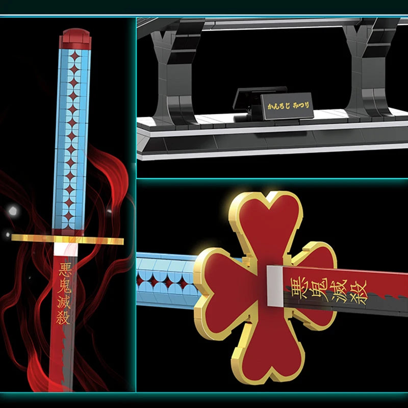 DK1516 Anime Demon Slayer Kanroji Mitsuri Sword Model Blade Katana Knife DIY Assembly Plastic Building Blocks Bricks Sets Toys