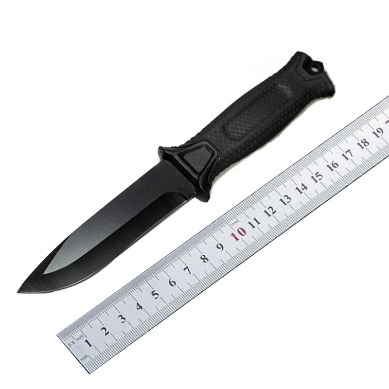 Portable Multifunctional Black Folding Knife with Stainless Steel and Rubber Handle for Outdoor Camping Custom OEM Support