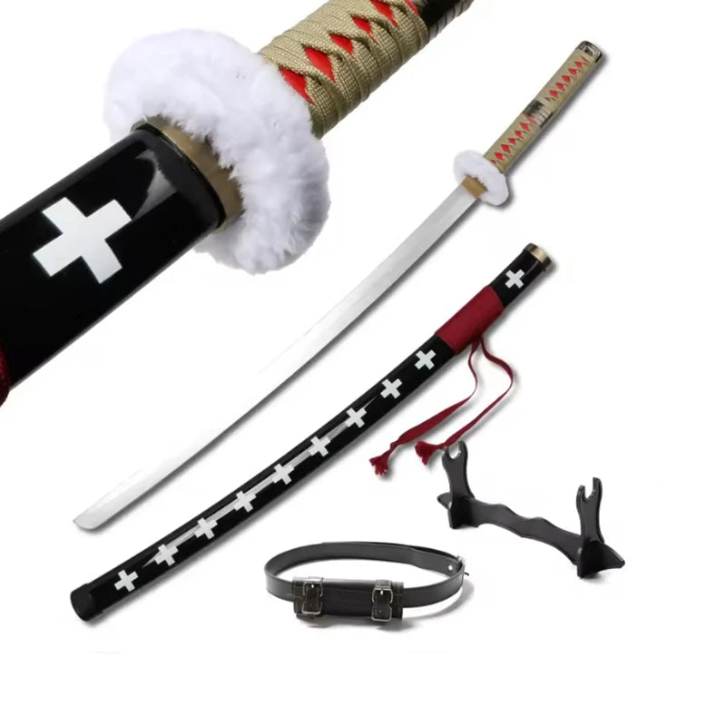 Anime Wooden Sword 80cm/31.5in Role Playing Weapon Prop  Zoro Sword Original Blade Pattern Free Waist Belt and Knife Holder