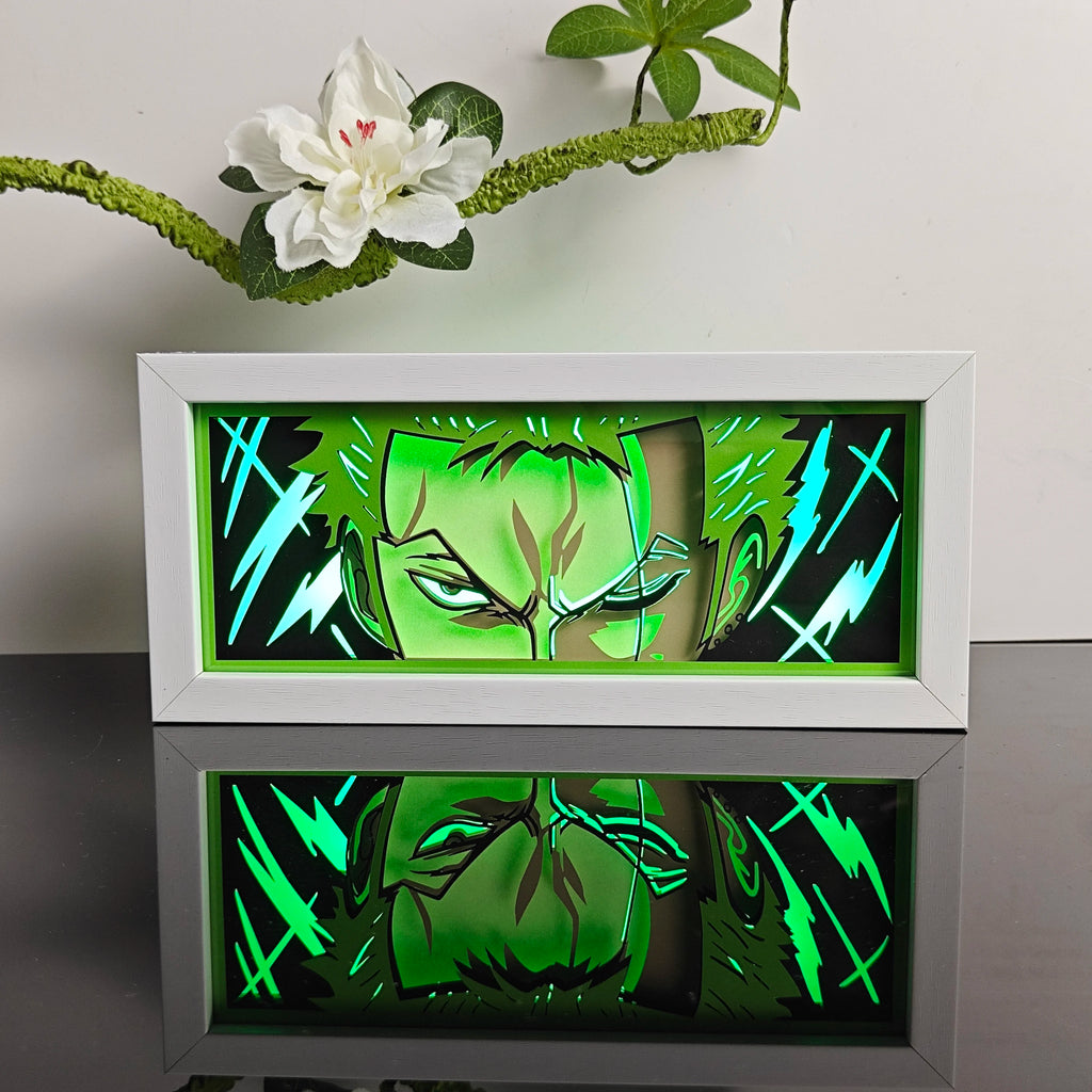 USA Warehouse Dropshipping OnePieces Zoro  Paper Carving Lamp 3D Anime Light Box Handicrafts Table Decoration Christmas Gift