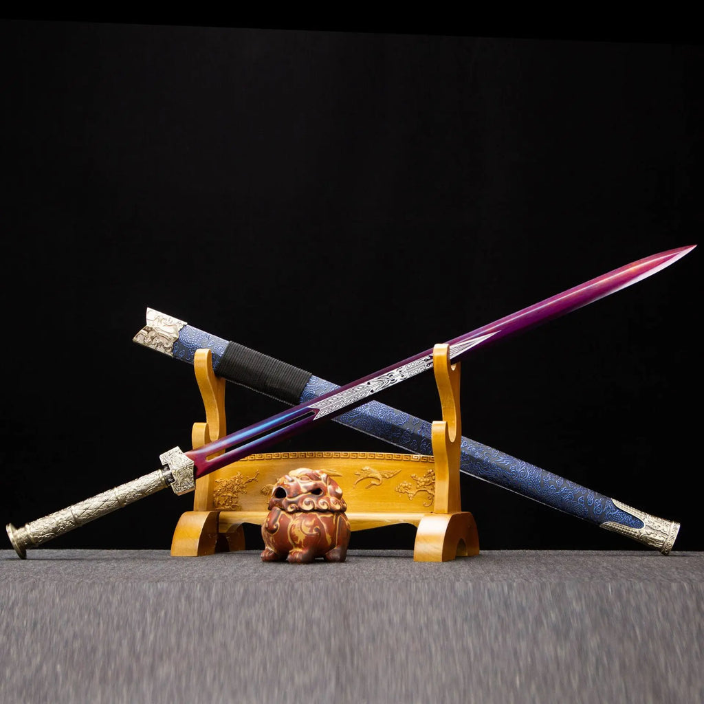 Longquan City High Manganese Steel Roasted Purple Spring Autumn Han Qin King Tang Qing Cold Weapon Sword Unopened Blade Gift Box