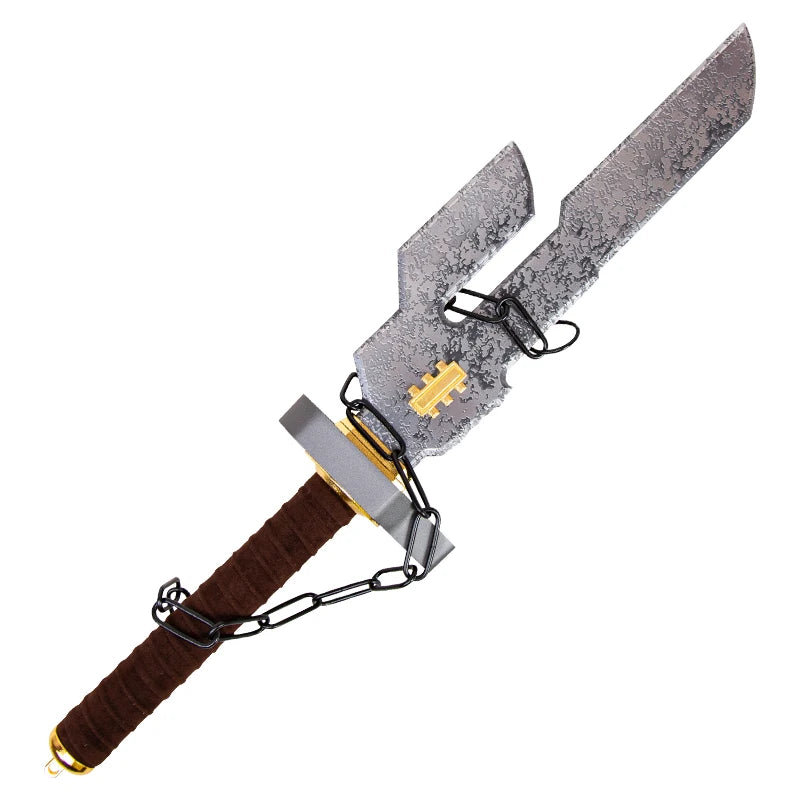 Fantasy Cursed Tool Replica Sword with Stand, Weathered Metal Blade, 14+