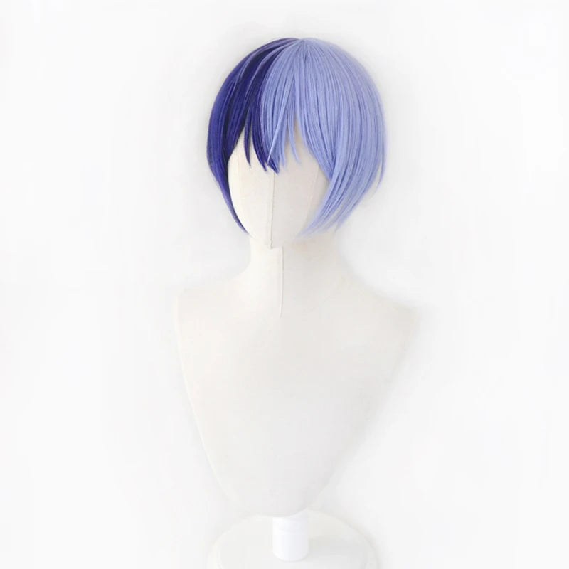 Wholesale Short Aoyagi Toya Bobo Wig 30cm Straight Half Dark Blue Half Blue Synthetic Project Sekai Game Anime Cosplay Wig