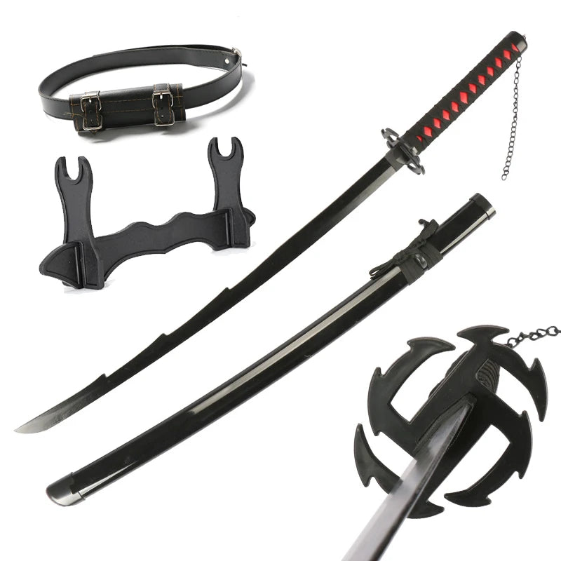 Anime Katana 104cm/41in Christmas Gifts Kurosaki Ichigo Cosplay Props Black Blade Toys Sword
