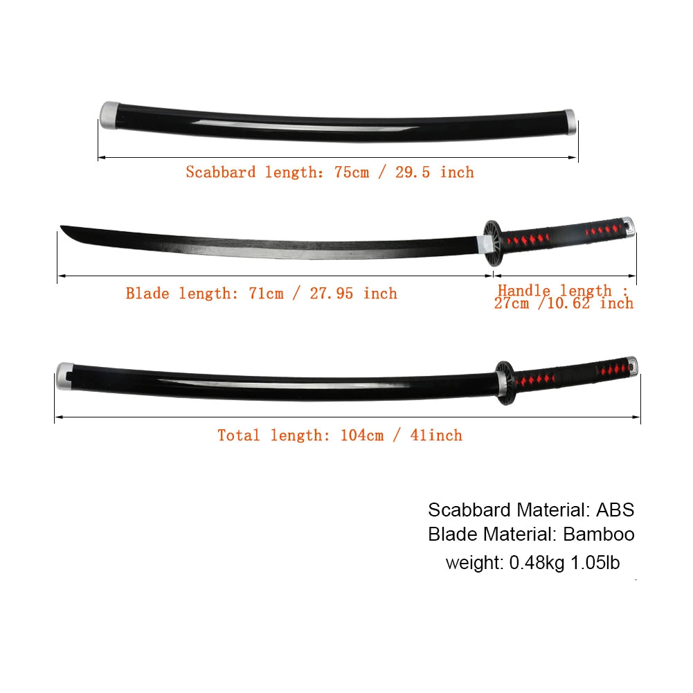Wood Bamboo Katana 104cm / 41in Cosplay Anime Characters Props Tokitou Muichirou Kanroji Mitsuri Sword Collections and Gifts