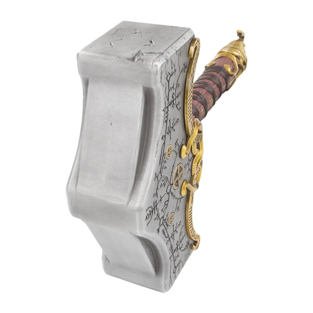 Drop Shipping Full Metal 1:1 Scale God of War Ragnarok Cosplay Prop Weapon Replica Mjolnir Thor Hammer with Resin Base