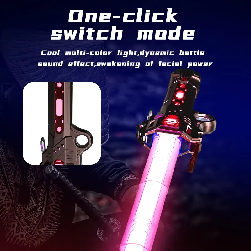 Unisex Children's Simulation Laser Sword Retractable Plastic LED Flashing Knife Planet Toys with Sound for Boys Gift