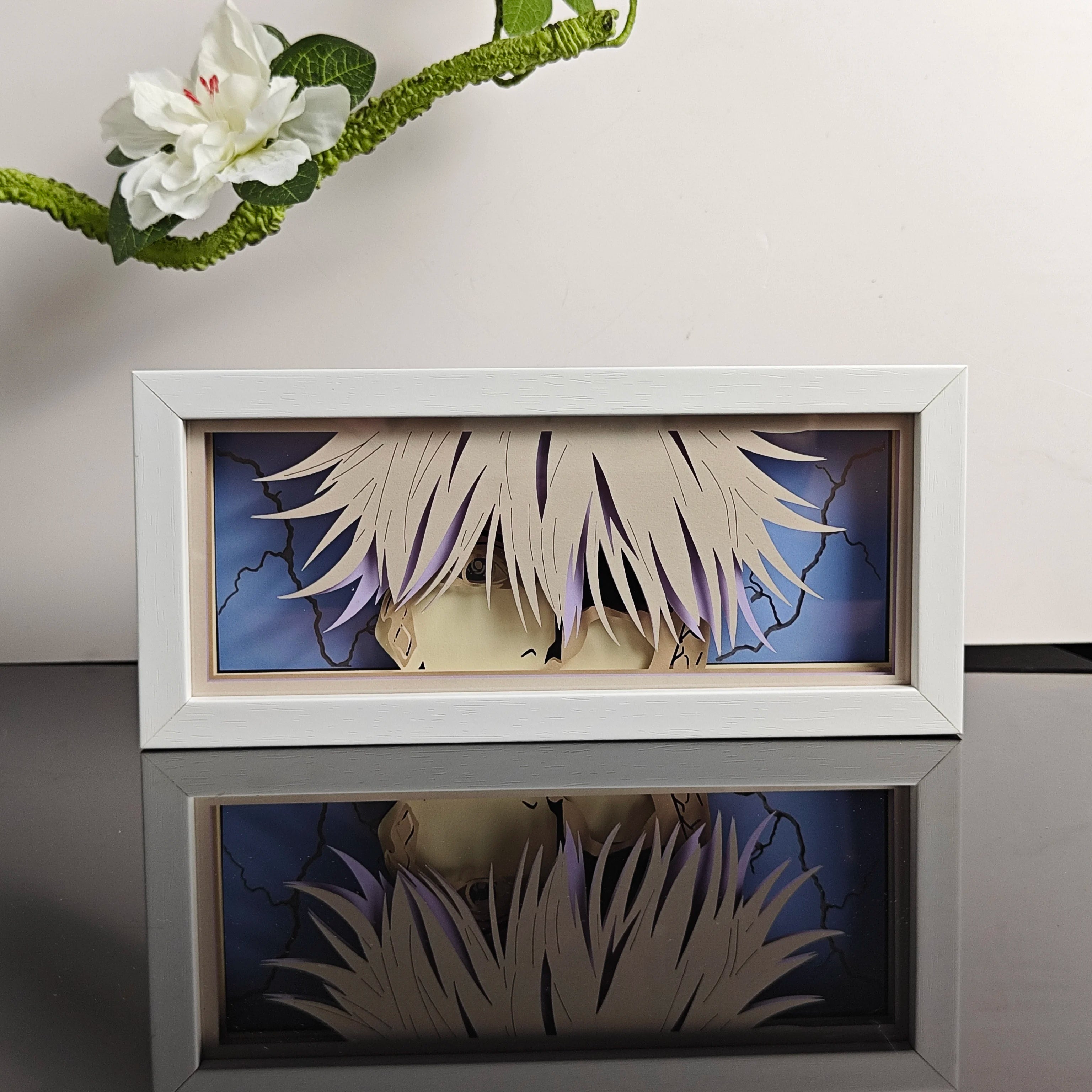USA Warehouse Dropshipping  Anime Light Box Solo Leveling Paper Art Carved Wooden Table Lamp  Nightlight Bedroom Decoration Gift