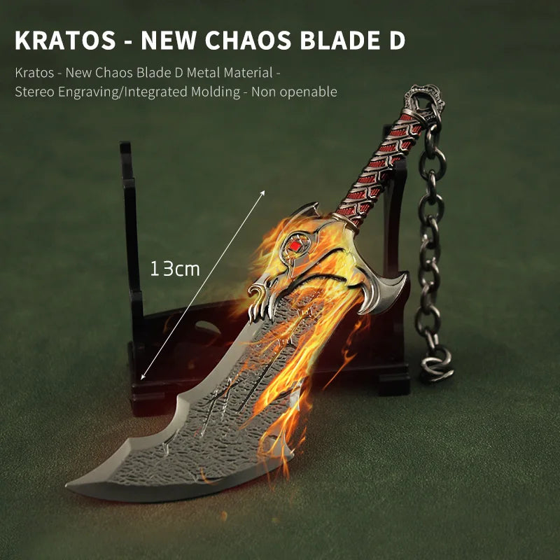 Blades Chaos Keychain Miniature God of War Kratos Leviathan Axe Fashionable Zinc Alloy Metal Swords
