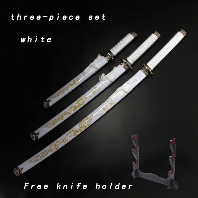 Three Piece Set of Dragon Pattern Swords Long and Short Knives Cold Weapons Film and Television Props Role Playing Props