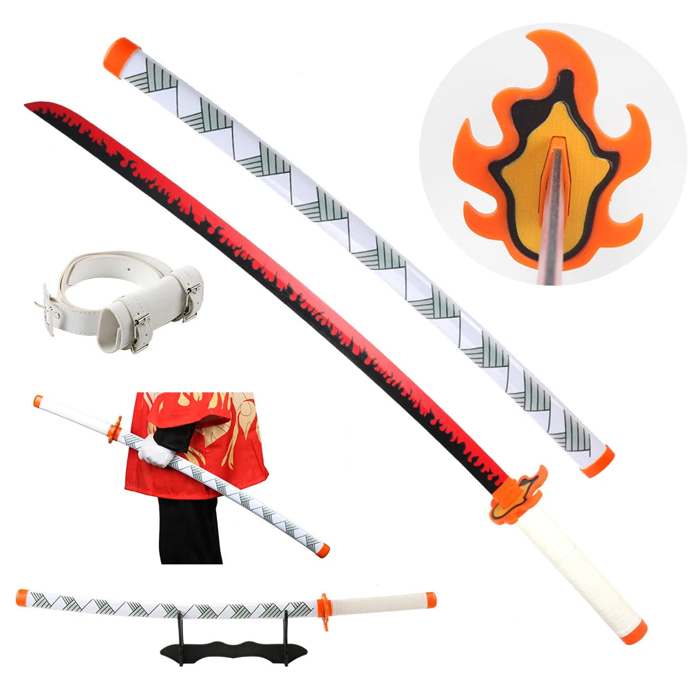 Anime Katana 104cm/41in Tanjiro Zenitsu Kyoujurou Samurai Swords Original Texture Anime Katana Cosplay Bamboo Wooden Toy Sword
