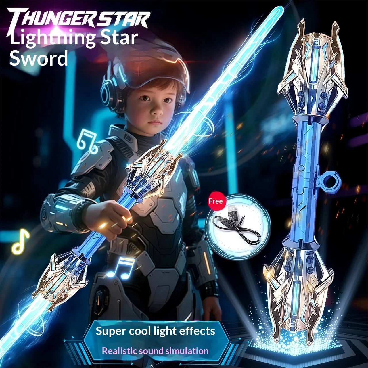 Thunder Star Double-Edged STAR  Warers Plastic Toy Swords Set Model 008 Unisex
