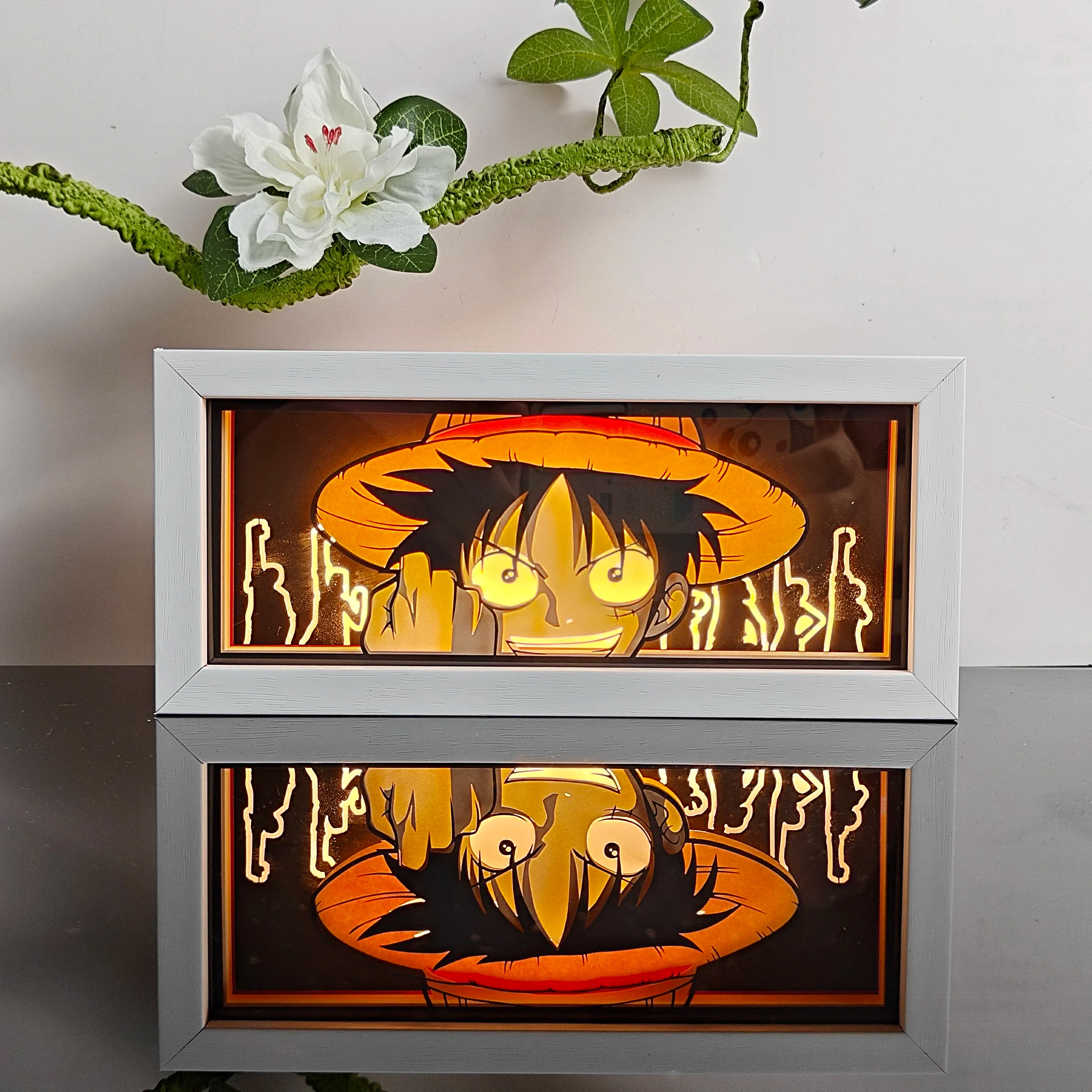 USA Warehouse Dropshipping One Pieces Anime Paper Carving Lamp 3D Anime Light Box Handicrafts Table Decoration Christmas Wedding