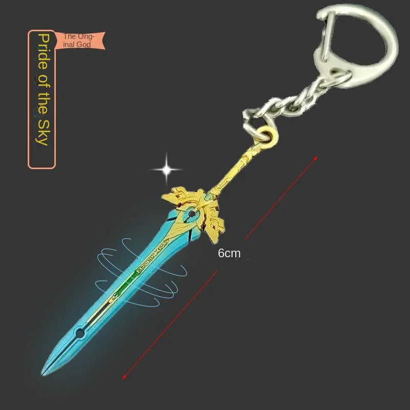 GY Genshined Impact 6Cm Metal Anime Sword Crafts Souvenir Gift Weapon Model Keychain Comics Cosplay Keyring Other Key Chains
