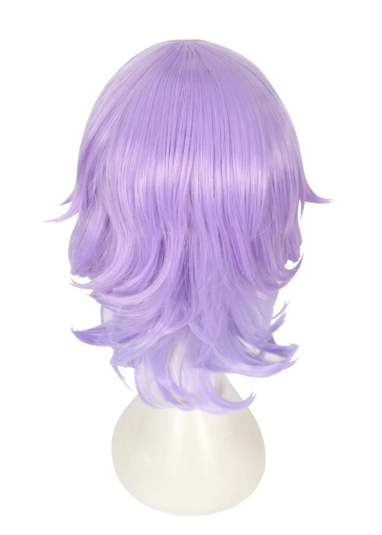 High Quality 40cm Medium Long Curly Light Purple Mixed Twisted Wonderland Felmier Peluca Synthetic Anime Cosplay Wigs