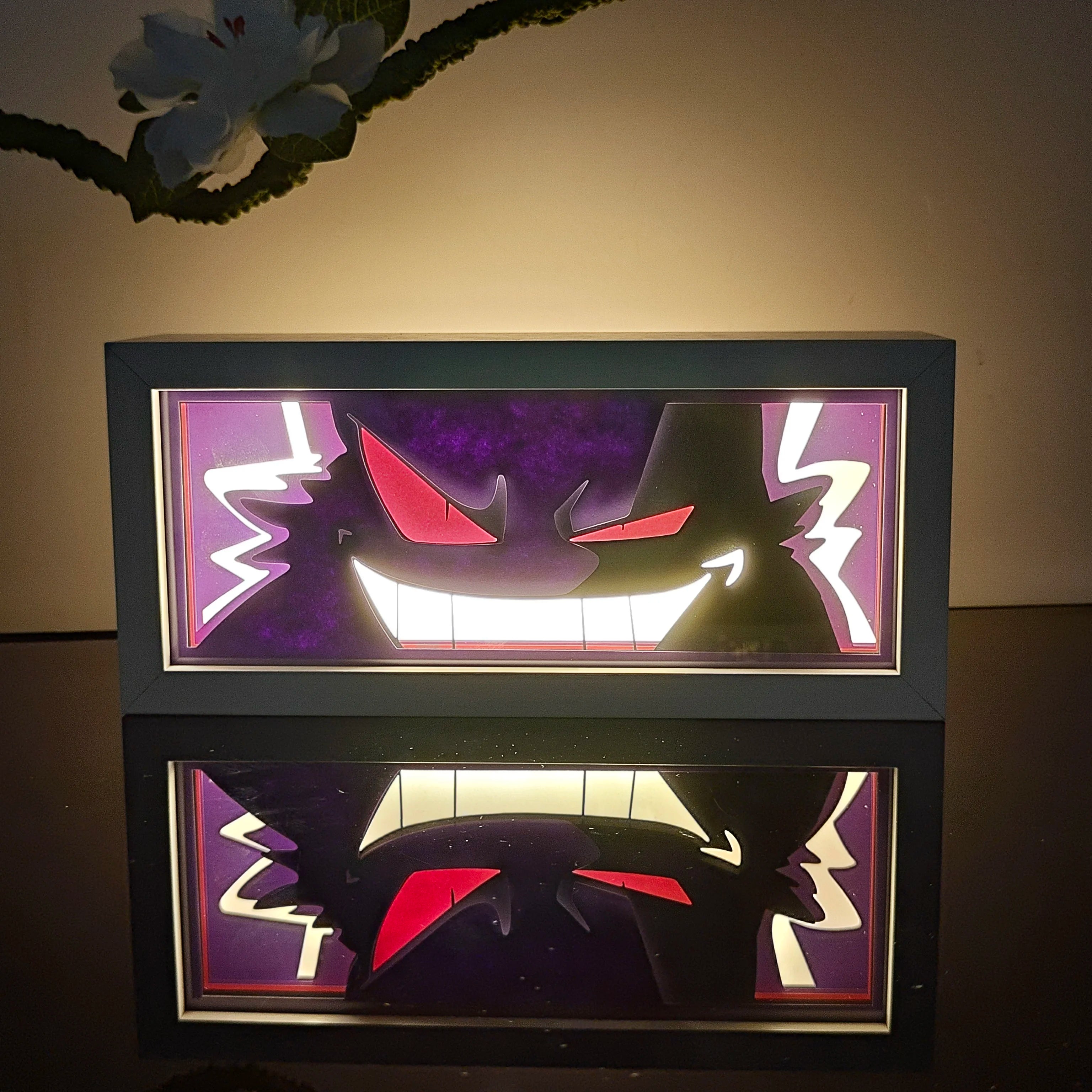 USA Warehouse Dropshipping  Anime Light Box Solo Leveling Paper Art Carved Wooden Table Lamp  Nightlight Bedroom Decoration Gift