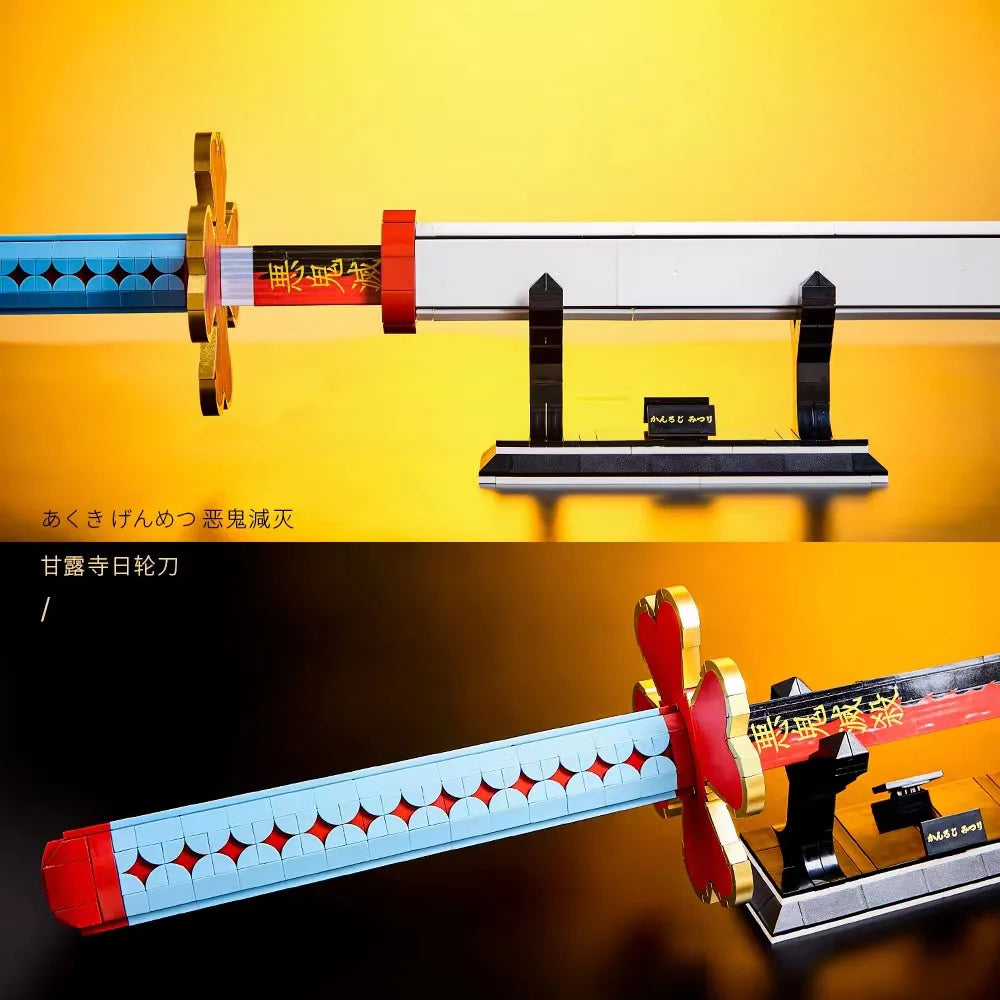 DK1516 Anime Demon Slayer Kanroji Mitsuri Sword Model Blade Katana Knife DIY Assembly Plastic Building Blocks Bricks Sets Toys