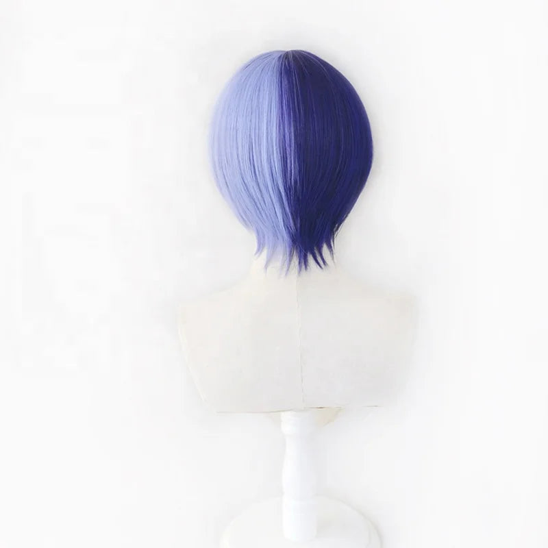 Wholesale Short Aoyagi Toya Bobo Wig 30cm Straight Half Dark Blue Half Blue Synthetic Project Sekai Game Anime Cosplay Wig