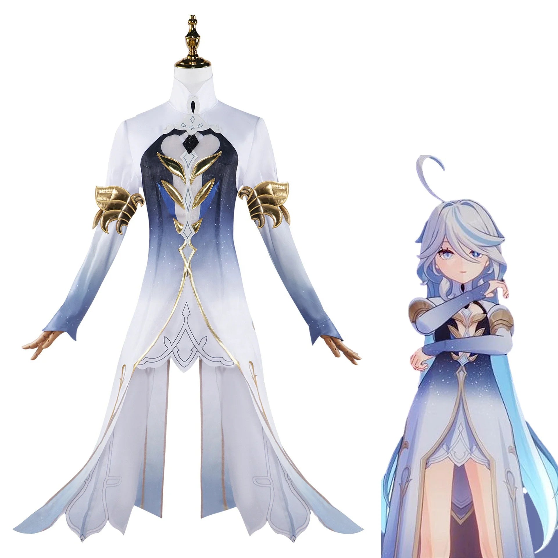 High Quality Wholesale Focalors Cosplay Costume Uniform Cloth Halloween Genshin Impact Furina Anime Cosplay Costume for Party
