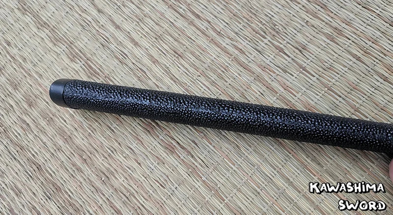 The Same Rayskin For Japanese Sword Tsuka-Wood Handle Wrapped With Real Stingray Skin For Samurai Sword Katana-Black/White