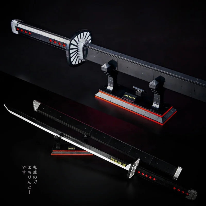 DK1516 MOC Anime Demon Slayer Katana Japanese Nichirin Sword Kamado Tanjirou Model DIY Building Blocks Bricks Toys Sets