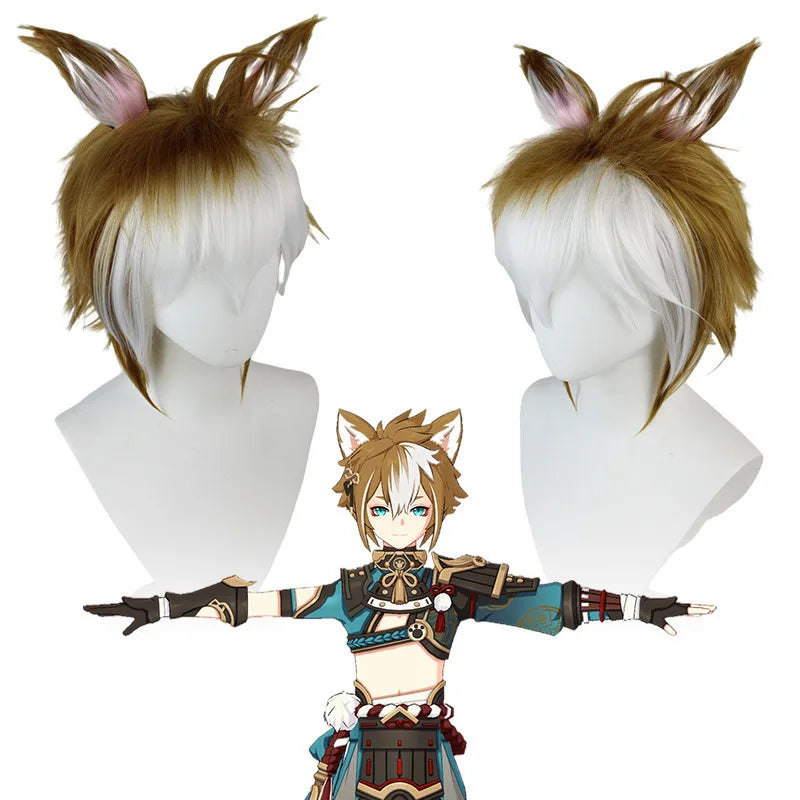 Genshin Impact Gorou Cosplay Costume Wig With Ears Goro Cosplay Tail Costumes Full Set Cosplay Props Party Outfits