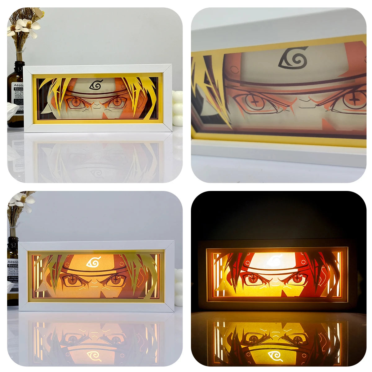 USA Warehouse Dropshipping Demon Slayer  Paper Carving Lamp 3D Anime Light Box Handicrafts Table Decoration Christmas Gift